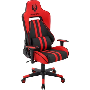 Эргономичное игровое кресло Hanover Commando черно-красного цвета с регулируемым газлифтом для сидения и поясничной поддержкой